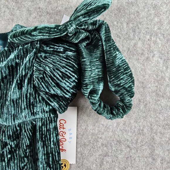Cat & Jack Baby Green Velvet Textured Romper 6M - Picture 4 of 7